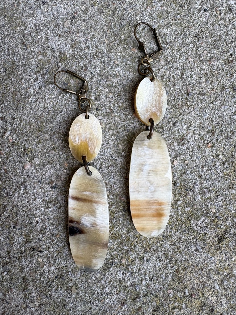 Vintage Beige Horn Drop Earrings